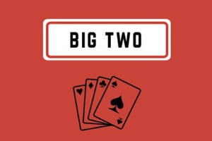 圖形設計，紅色背景上有「BIG TWO」文字和四張撲克牌。