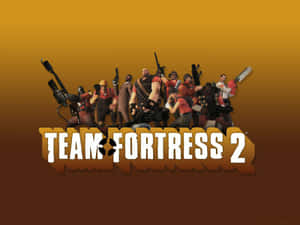 Team Fortress 2 遊戲標誌，帶有手持武器的卡通角色。 — 團隊要塞2 壁紙