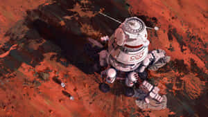 蘇聯太空艙在火星表面，帶有紅色塵埃和黑暗天空 — 火星 GIF 壁紙