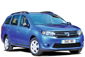 白色背景的工作室拍攝中的藍色Dacia Logan MCV旅行車。 — Surface Pro 壁紙