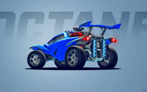 灰色背景上帶有發光燈光的藍色Rocket League Octane賽車 — 汽車 壁紙