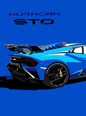 帶有黑色飾件和黃色制動卡鉗的藍色林寶堅尼 Huracan STO 跑車。 — HMD Terra M 壁紙