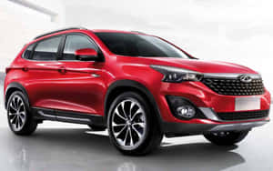 工作室環境中帶有合金輪圈的紅色SUV — 酷車 壁紙