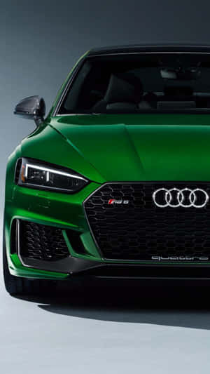 充滿活力的綠色Audi RS8跑車，配備發光頭燈和碳纖維細節。 — 奧迪 GIF 壁紙