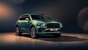 戲劇性燈光下攝影棚中的豪華綠色賓利Bentayga SUV。 — 5120x2880 壁紙