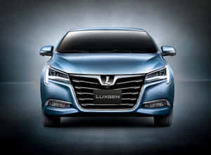 藍色Luxgen轎車在攝影棚燈光下的正面視圖。 — 酷車 壁紙