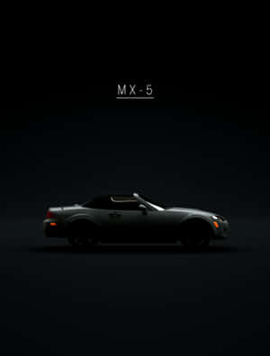 時尚的銀色MX-5敞篷車在黑暗工作室中，極簡燈光。 — Galaxy Z Fold 8 壁紙