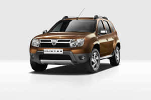反光白色攝影棚地板上的青銅色Duster SUV — Surface Laptop 壁紙