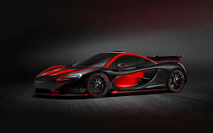黑色McLaren跑車在工作室燈光下帶有紅色亮點 — 麥拿侖 GIF 壁紙