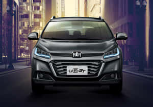 黑色U6 GT SUV夜間停放在城市街道上，車頭燈閃爍。 — 午夜 壁紙