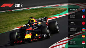 日落賽季期間賽道上的F1賽車 — 麥斯·韋斯塔本 壁紙