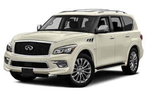 奶油色Infiniti QX80 SUV，鍍鉻細節在攝影棚燈光下。 — Surface Laptop 壁紙