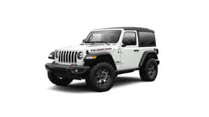 白色Jeep Wrangler Rubicon，黑色車頂和輪胎，白色背景 — 白色美學gif 壁紙