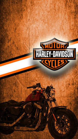 Harley-Davidson電單車，在紋理橙色背景上帶有標誌。 — 哈雷戴維森 壁紙
