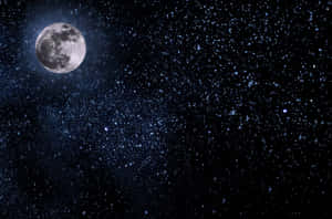 滿月在繁星點點的夜空中閃耀 — 月色夜空 壁紙
