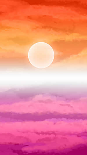 一顆發光的太陽在橙色和粉紅色雲彩的多彩天空中落下。 — 浪漫愛情 壁紙