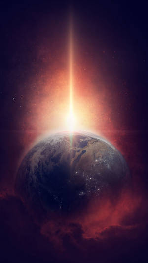 太空中行星大氣層被一道耀眼的光束穿透。 — 行星 壁紙
