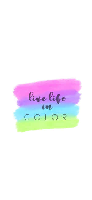 帶有文字 live life in color 的鮮豔水彩彩虹