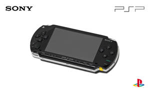 黑色 Sony PSP 手提遊戲裝置，帶有銀色點綴和標誌。 — PlayStation GIF 壁紙