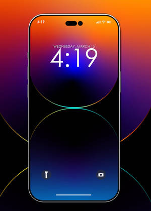 智能手機屏幕顯示時間和日期，帶有彩色抽象背景。 — OnePlus Pad 壁紙