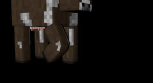 黑色背景上帶有粉紅色乳房的方塊狀Minecraft牛 — 牛 壁紙