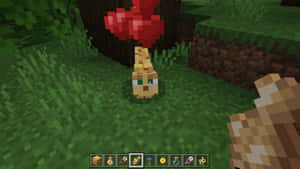 草地森林中的Minecraft狐狸，附近有紅色蘑菇。