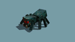 來自Minecraft遊戲的方塊狀蜘蛛，帶有發光的紅色眼睛。 — 蜘蛛 壁紙