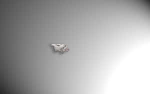 一隻像素化的Minecraft豬漂浮在簡約的灰色空間中，光線柔和。 — 狼 壁紙
