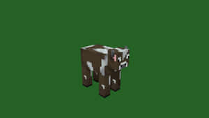 Minecraft方塊風格的像素乳牛，綠色背景 — 低對比度 壁紙