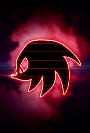 在黑暗煙霧場景中帶有光條的 Sonic the Hedgehog 霓虹紅色輪廓。