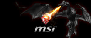 一隻黑色巨龍在深紅色背景上向MSI Gaming標誌噴火。 — 龍 壁紙