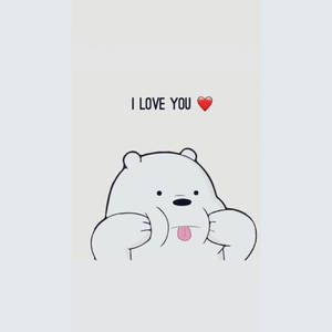 一隻卡通熊伸出舌頭，帶有文字 I LOVE YOU 和一個紅色心形。 — 卡通網絡角色 壁紙