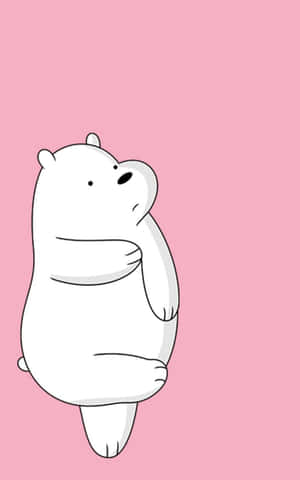 一隻白色卡通熊站在粉紅色背景前。 — 北極熊 GIF 壁紙