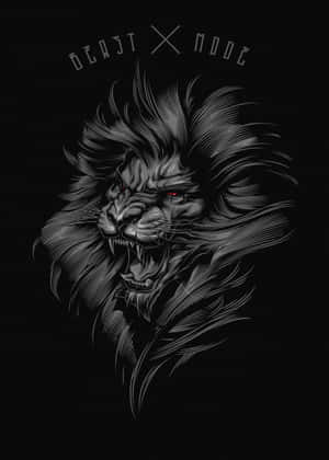 一隻風格化的咆哮獅子，有著紅眼睛和尖刺鬃毛，在「BEAST MODE」文字下。 — iPad 第10代 壁紙