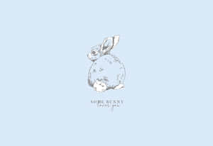 手繪兔子插圖，藍色背景上帶有文字「some bunny loves you」。 — 復活節快樂 壁紙