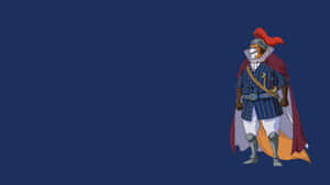 擬人化老虎身穿皇家盔甲和紅色斗篷，背景為深藍色 — 伊之助 GIF 壁紙