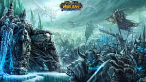 奇幻遊戲場景，冰龍與不死軍團戰鬥。 — 魔獸世界 壁紙