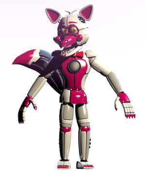 動畫機械狐狸角色，擁有鋒利的牙齒和發光的眼睛。 — Pixel Fold 壁紙
