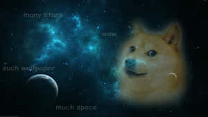 柴犬臉在太空中的藍色星雲和行星 — 小狗 壁紙