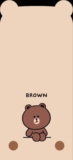 一個卡通棕色熊角色坐在一條線上，上方有名字 Brown。 — OnePlus Open 壁紙