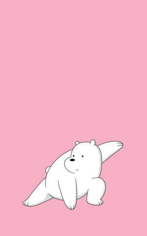 一隻白色卡通熊在粉紅色背景上伸展。 — 北極熊 GIF 壁紙