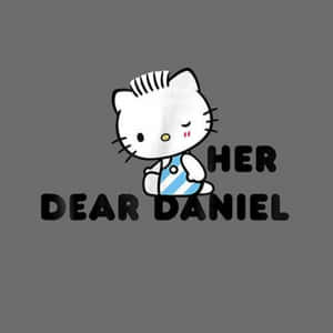 Hello Kitty 卡通角色，灰色背景上有文字 her dear daniel — Hello kitty 美學 GIF 壁紙
