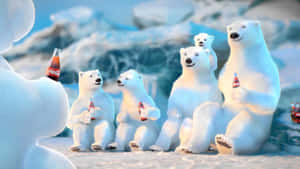 北極熊在雪白的北極環境中享用可口可樂。 — 北極熊 GIF 壁紙