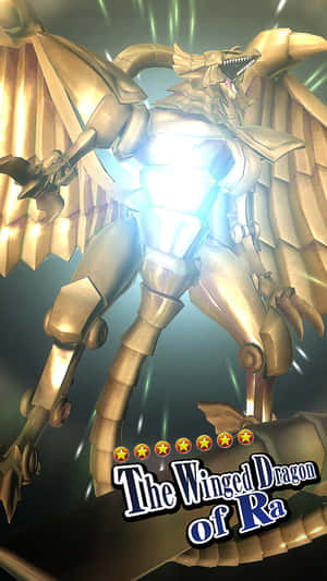 金色機械龍，帶有發光核心和翅膀，動漫遊戲風格。 — 龍 壁紙