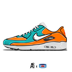 色彩繽紛的卡通Nike Air Max運動鞋，帶有青綠色和橙色點綴。 — 卡通鞋 壁紙