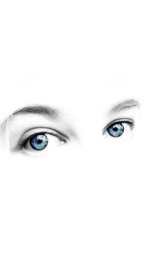 一對引人注目的藍眼睛在極簡白色背景下直視。 — 白色美學gif 壁紙