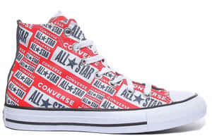 紅白黑Converse All Star高筒波鞋，重複標誌圖案。 — 鞋子 壁紙