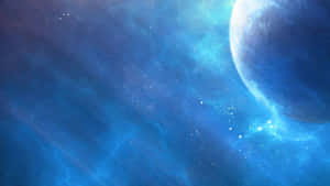 一顆被發光宇宙雲和星星包圍的藍色行星。 — 美景 壁紙