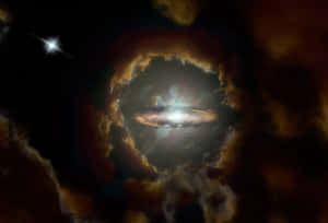 一顆明亮的螺旋星系，被深空中發光的宇宙雲所環繞。 — Astroworld GIF 壁紙