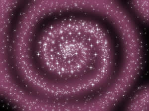 一個螺旋星系，明亮的恆星在紫色宇宙虛空中旋轉。